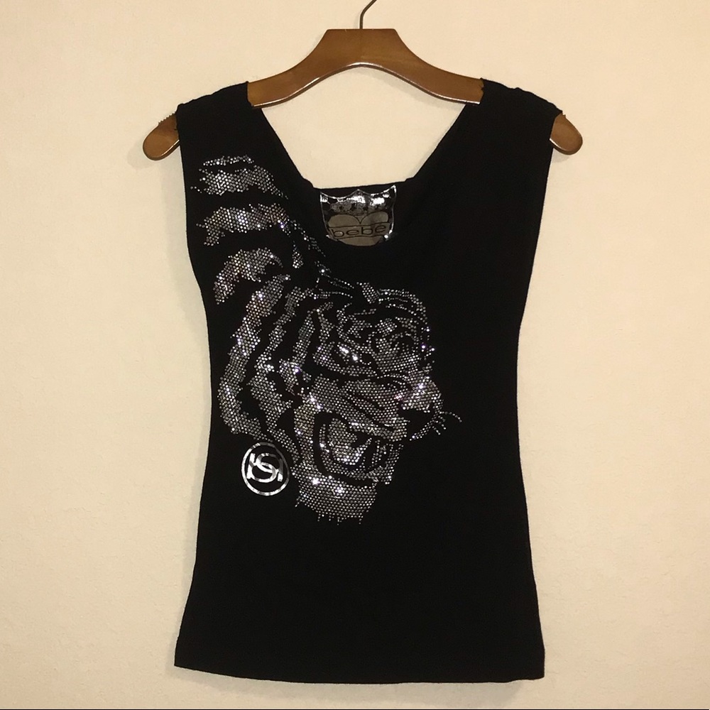 Bebe Rhinestone Studded Animal Top